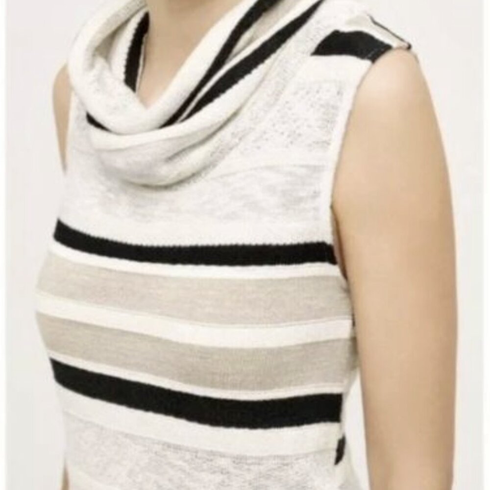 Anthropologie Dolan Stripe Cowl Neck Sleeveless Knit Top Size Small